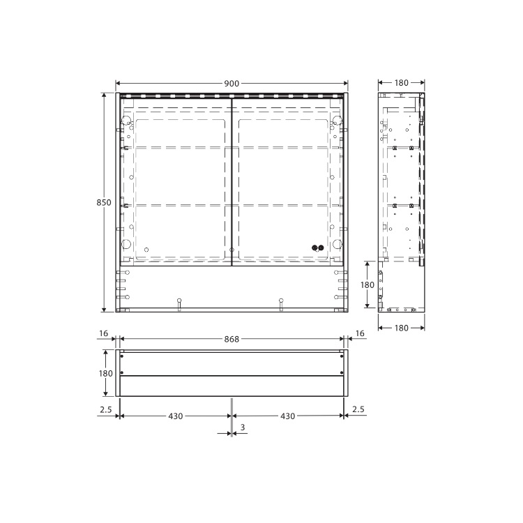 Fienza LED Mirror Cabinet with Display Shelf Satin White - 750 / 900 / 1200 mm