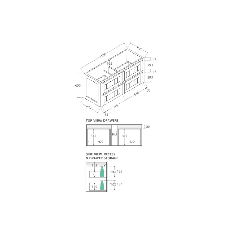 Fienza Dolce Hampton Wall Hung Vanity - 750/900/1200mm