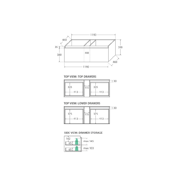 Fienza Joli Manu Wall Hung Vanity - 750 / 900 / 1200 mm