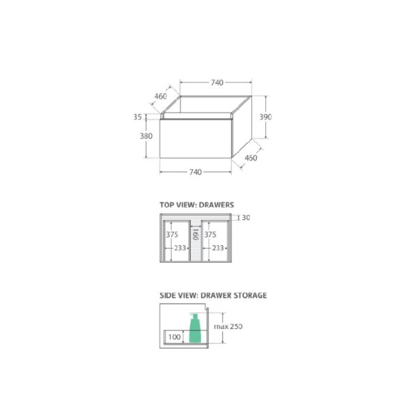 Fienza Joli Manu Wall Hung Vanity - 750 / 900 / 1200 mm
