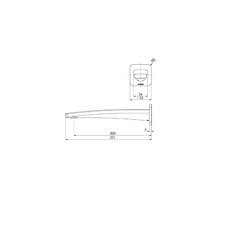Phoenix Mekko Wall Bath Outlet 200mm 115-7620