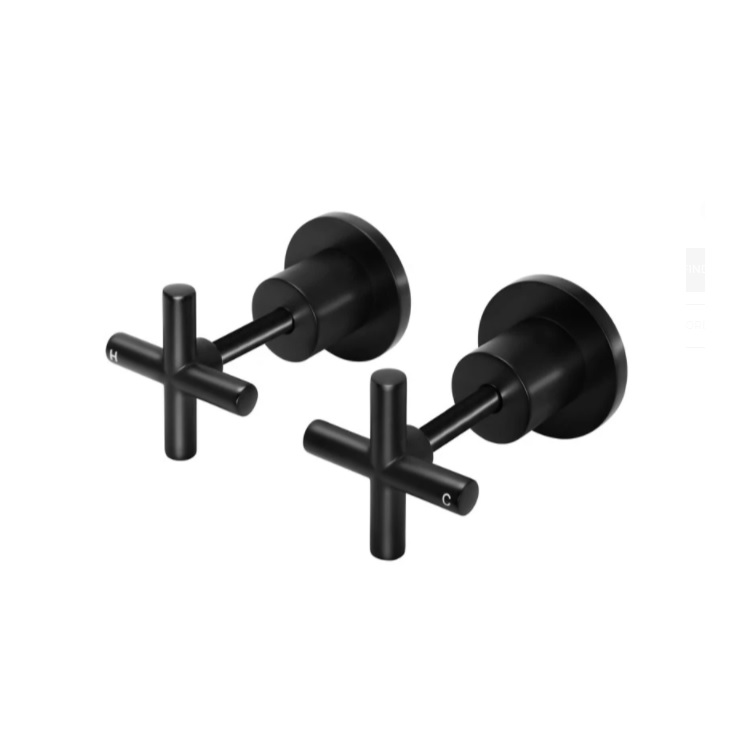 ROUND-CROSS-HANDLE-JUMPER-VALVE-WALL-TOP-ASSEMBLIES-MATTE-BLACK-BB