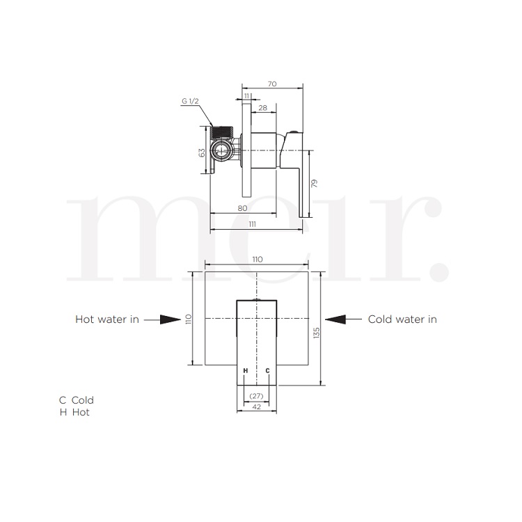 Meir Square Wall Mixer Matte Black MW01