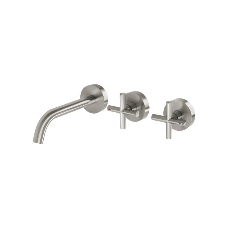 Vivid-Slimline-Plus-Wall-Basin-Bath-Hostess-Set-180mm-Outlet-brushed-nickel