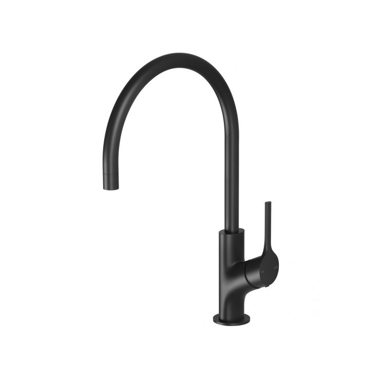 vivid-slimline-oval-sink-mixer-220mm-gooseneck-matte-black