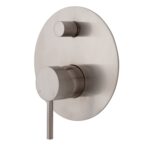 Fienza Axle Wall Diverter Mixer Large Round Plate Brushed Nickel