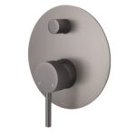 Fienza Axle Wall Diverter Mixer Large Round Plate Gun Metal
