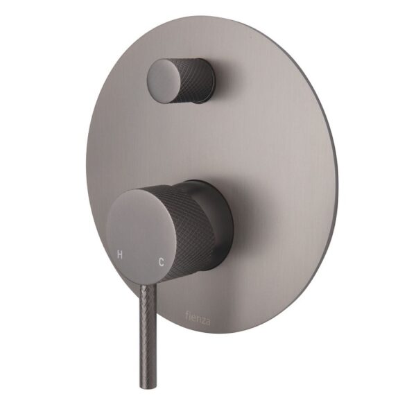 Fienza Axle Wall Diverter Mixer Large Round Plate Gun Metal