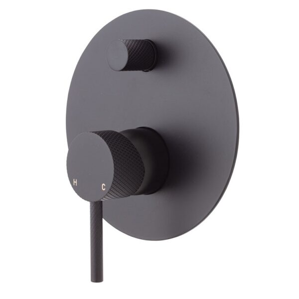 Fienza Axle Wall Diverter Mixer Large Round Plate Matte Black