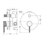 Fienza Axle Wall Diverter Mixer Large Round Plate Spec