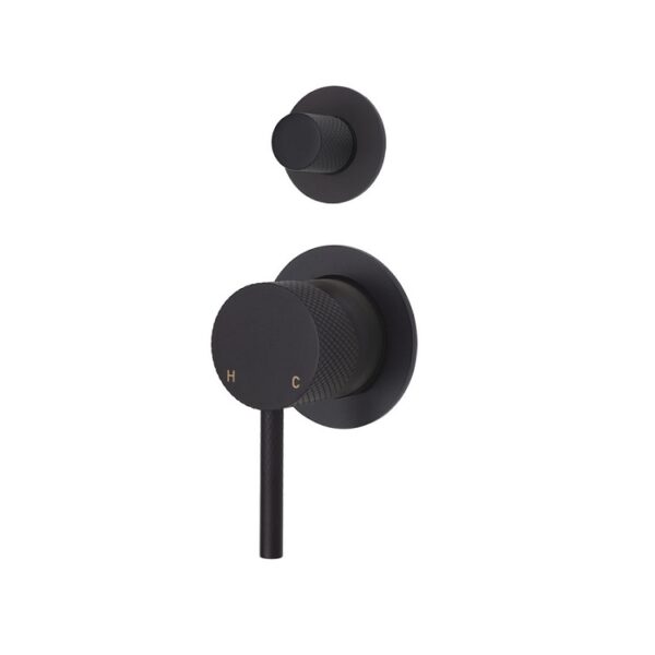 Fienza Axle Wall Diverter Mixer Small Round Plates Matte Black