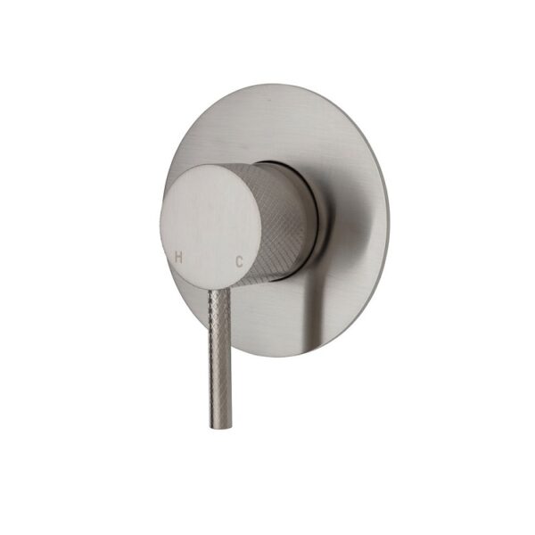 Fienza Axle Wall Mixer Large Round Plate Brushed Nickel
