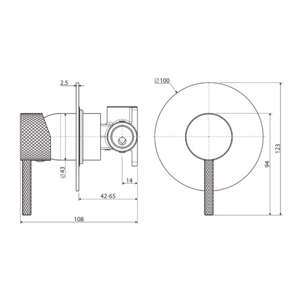 Fienza Axle Wall Mixer Large Round Plate Spec