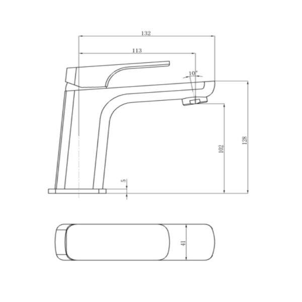 BUK Kompakt Eckig Basin Mixer Spec