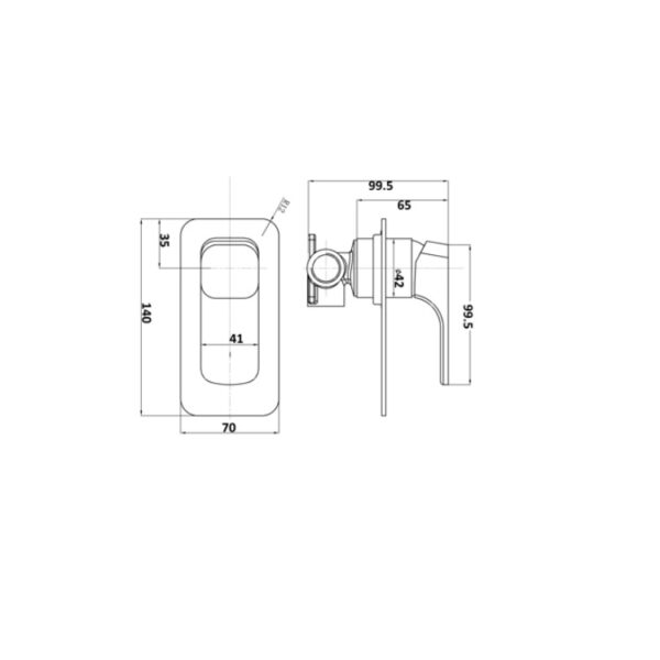BUK Kompakt Eckig Shower Mixer BKM307 Spec
