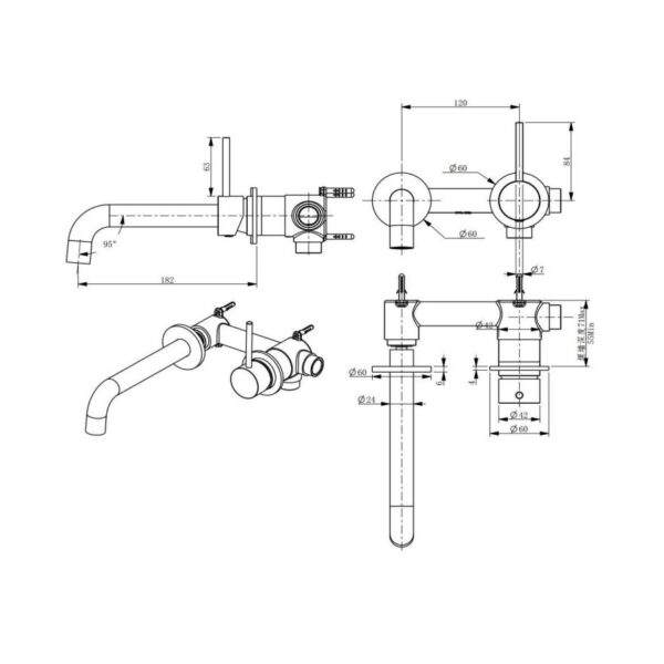 BUK Morgan Rund Bath / Basin Mixer With Spout BKM2506 Spec