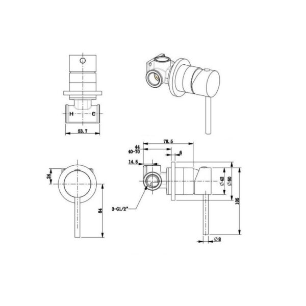BUK Morgan Rund Wall Mixer BKM2504 Spec