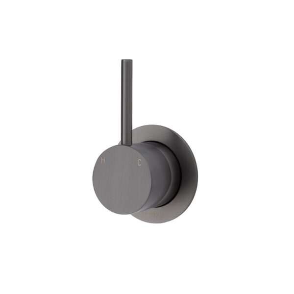 Fienza Kaya Up Wall Mixer Small Round Plate Gun Metal