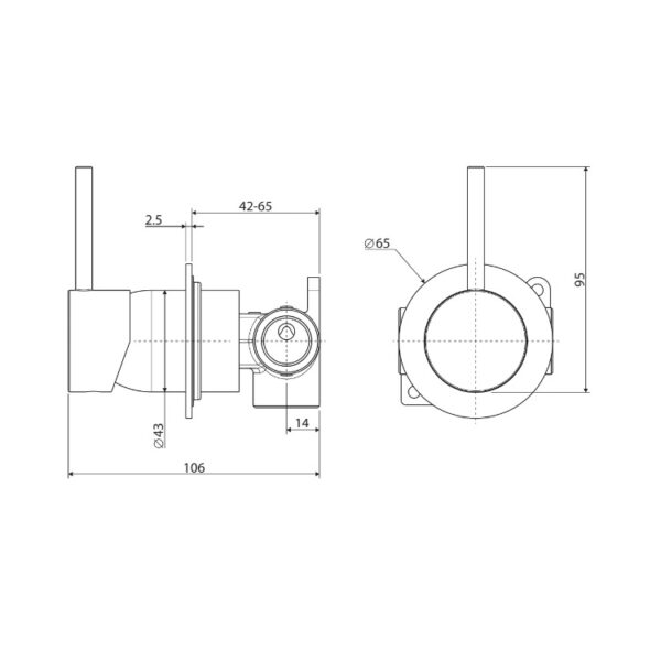 Kaya Up Wall Mixer Small Round Plate Spec