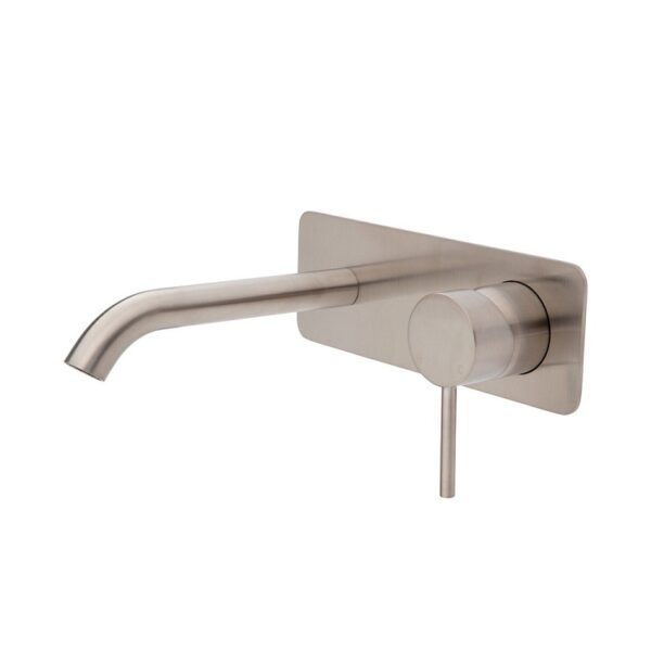 Fienza Kaya Wall Bath Mixer Set Square Plate 160mm Outlet Brushed Nicke;
