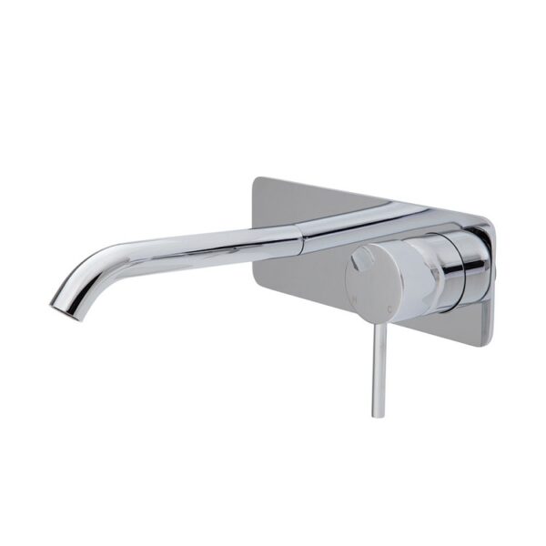 Fienza Kaya Wall Bath Mixer Set Square Plate 160mm Outlet Chrome