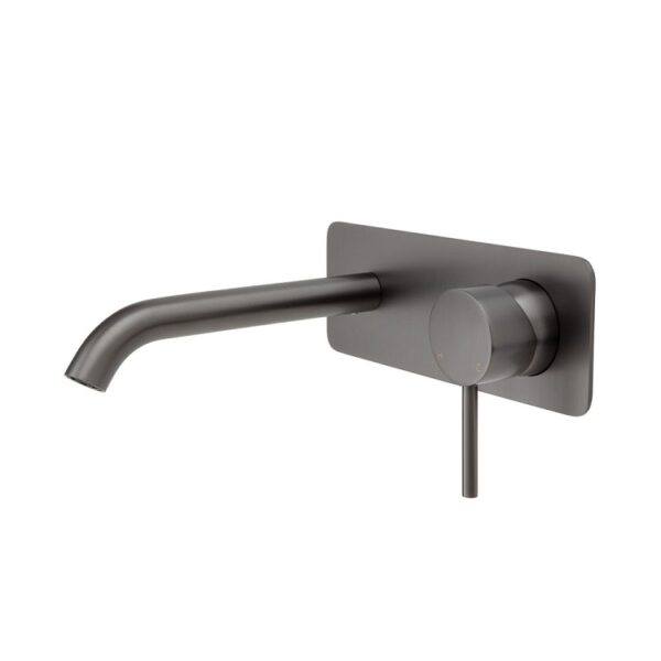 Fienza Kaya Wall Bath Mixer Set Square Plate 160mm Outlet Gun Metal