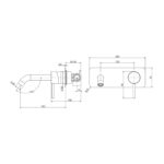 Fienza Kaya Wall Bath Mixer Set Square Plate 160mm Outlet Spec