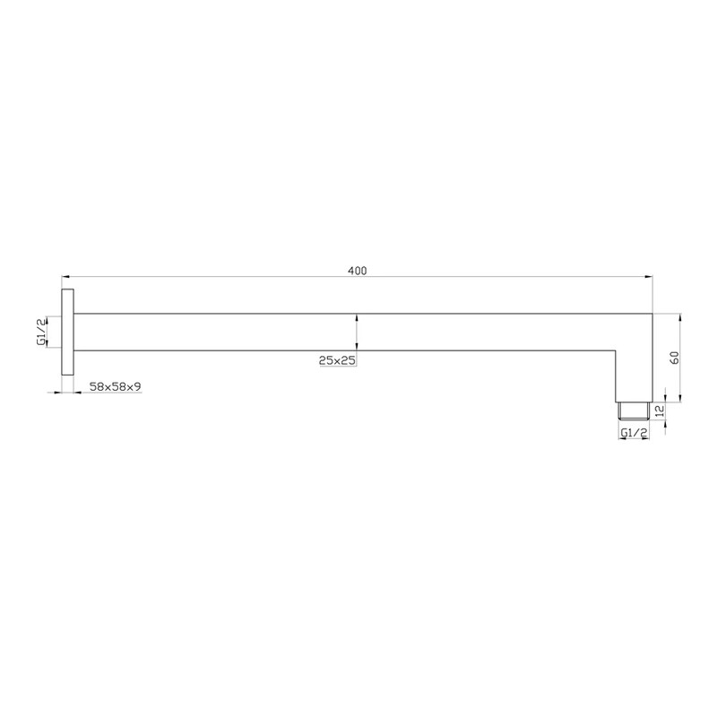BUK Eckig Square Wall Shower Arm Brushed Bronze