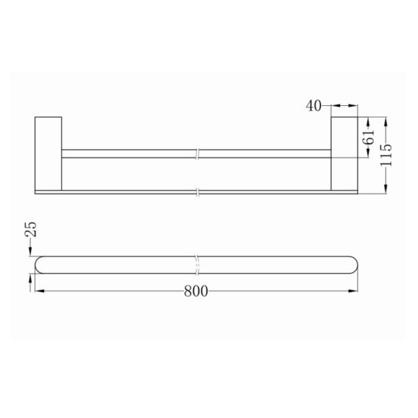 Nero Bianca Double Towel Rail 800MM Spec