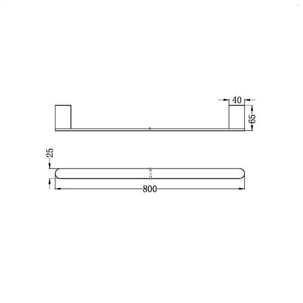 Nero Bianca Single Towel Rail 800MM Spec