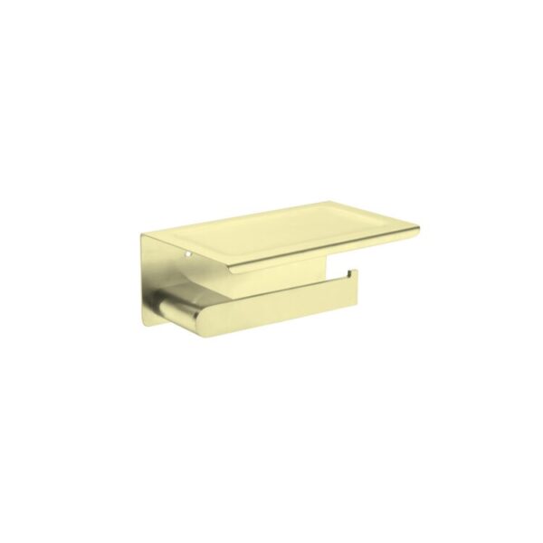 Nero Bianca Toilet Roll Holder With Phone Holder Brushed Gold