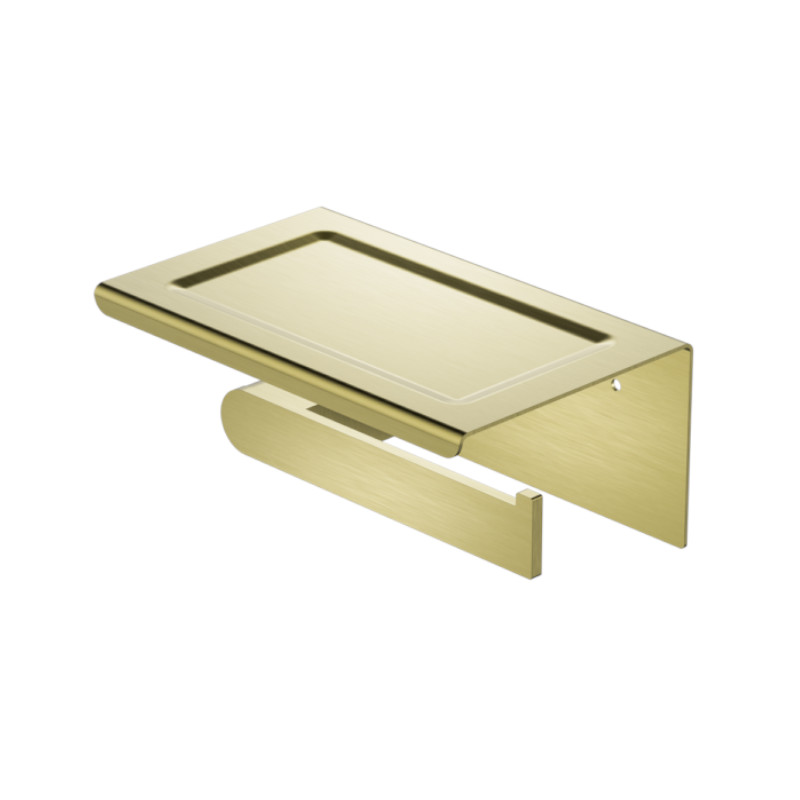 Nero Bianca Toilet Roll Holder With Phone Holder Brushed Gold