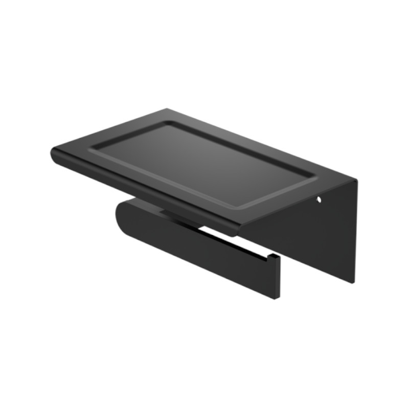 Nero Bianca Toilet Roll Holder With Phone Holder Matte Black