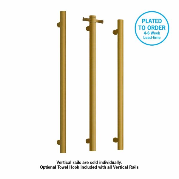 Thermogroup Vertical Heated Towel Rail VS900H Brushed Brass