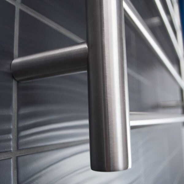 Radiant Heated Towel Rail RTR08 7 Bar Round Satin Brushed