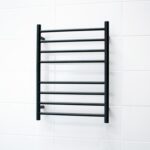 Radiant Heated Towel Rail RTR530 8 Bar Round Matte Black