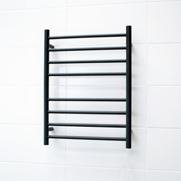 Radiant Heated Towel Rail RTR530 8 Bar Round Matte Black