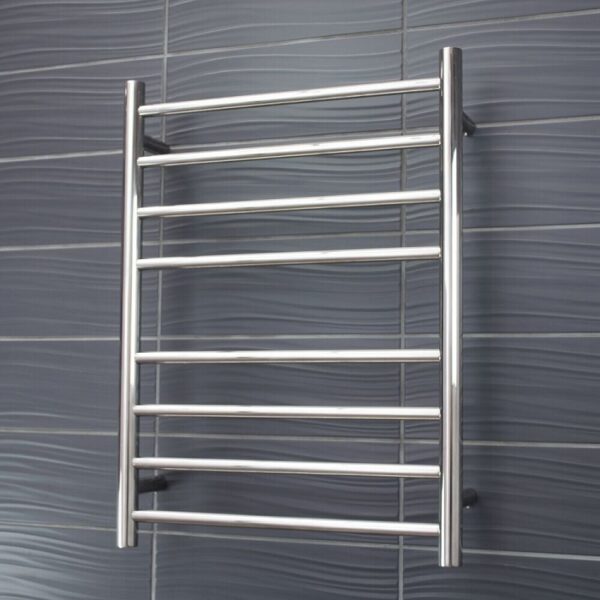 Radiant Heated Towel Rail RTR530 8 Bar Round Mirror Polished