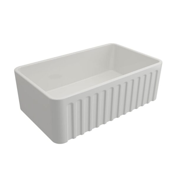 Turner Hastings Novi 75 x 46 Fine Fireclay Matte White Butler Sink Ribbed