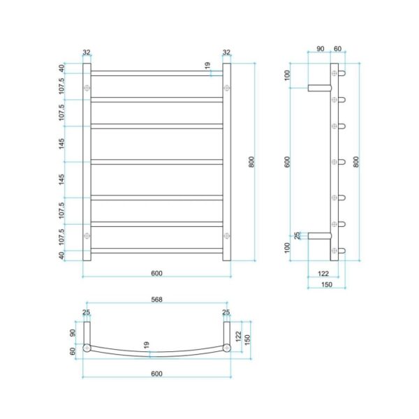 Thermogroup Ladder Heated Towel Rail BC44M Spec