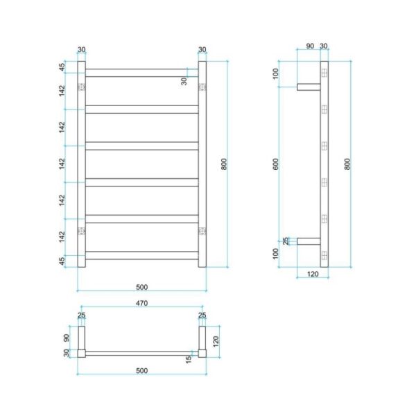 Thermogroup Ladder Heated Towel Rail BS28M Spec