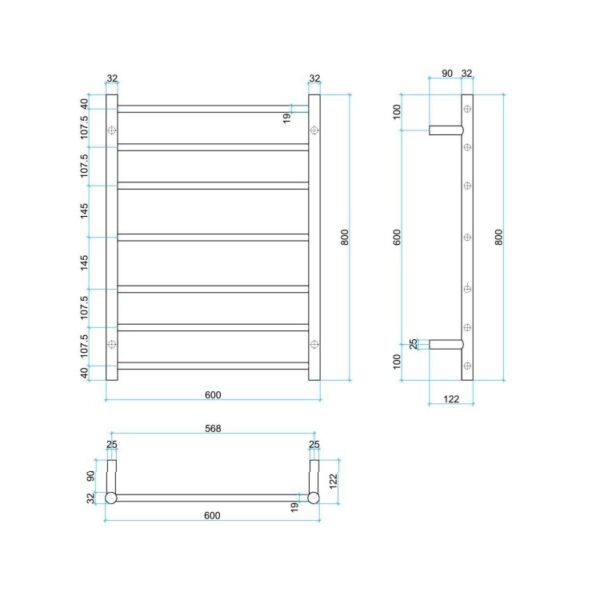 Thermogroup Budget Ladder Heated Towel Rail BS44M Spec
