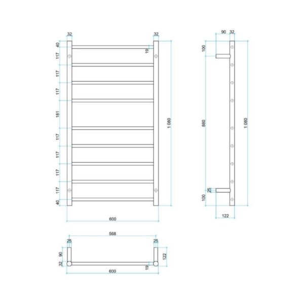 Thermogroup Ladder Heated Towel Rail BS46M Spec