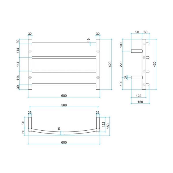 Thermogroup Ladder Heated Towel Rail CR40M Spec