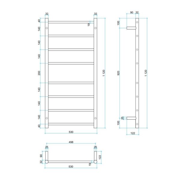 Thermogroup Ladder Heated Towel Rail SR27M Spec