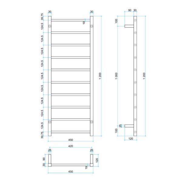 Thermogroup Ladder Heated Towel Rail SS19M Spec