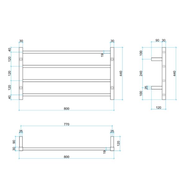 Thermogroup Ladder Heated Towel Rail SS81M Spec