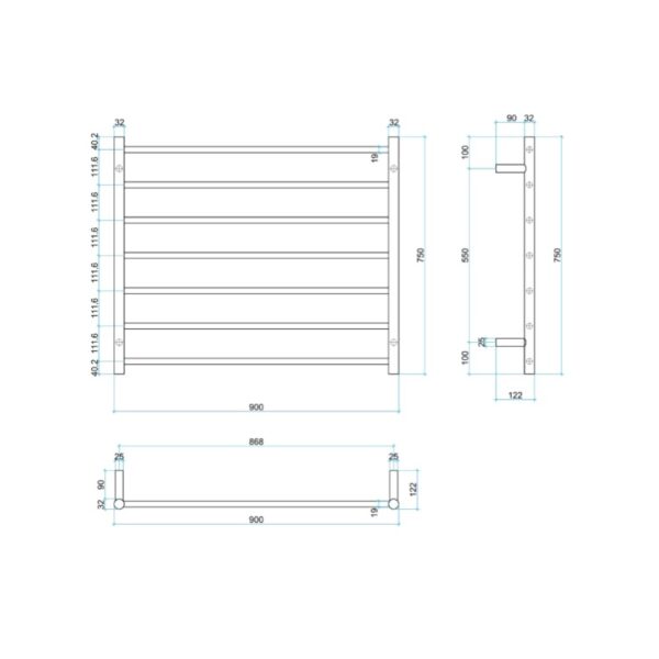 Thermogroup Ladder Heated Towel Rail SR93M Spec
