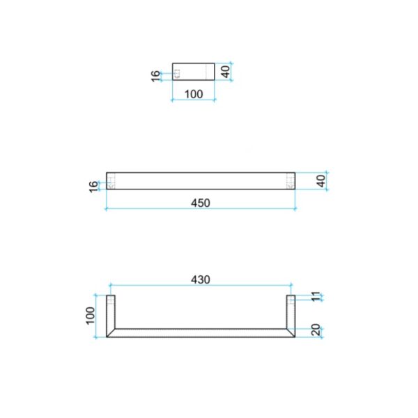 Thermogroup Polished Stainless Steel Single Bar Heated Towel Rail DSS4 spec