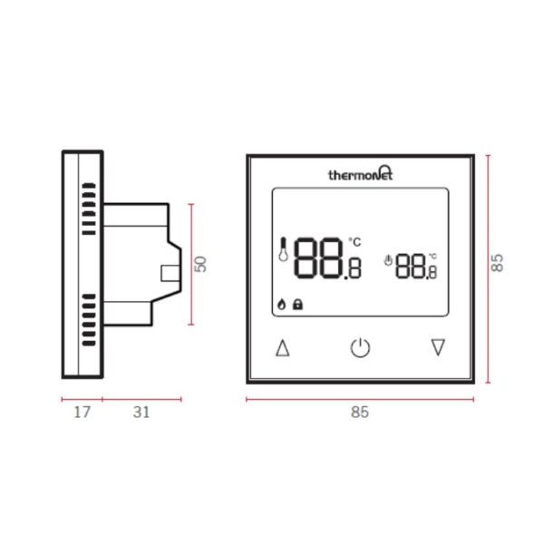 Thermogroup Thermotouch 9.2mG Glass Manual Thermostat Spec